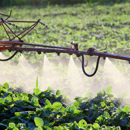 Spraying pesticides on crops 